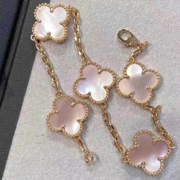 Van Clover Bracelet Designer Jewlery Bracelets de ouro rosa para mulher Luxury Silver Leaf Charm Braclet com ZUF1