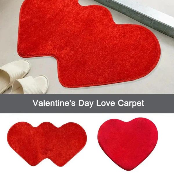 Teppiche Red Love Heart Teppich Valentinstag Doppel Wohnzimmer Schlafzimmer Weiche Nicht-Schlupfbodenmatte Urlaubsatmosphäre Dekor Dekor