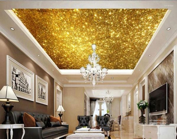 Sfondi Adesivi del soffitto da parati personalizzati Multura Gold Soffitti 3D PO Papel de Parede