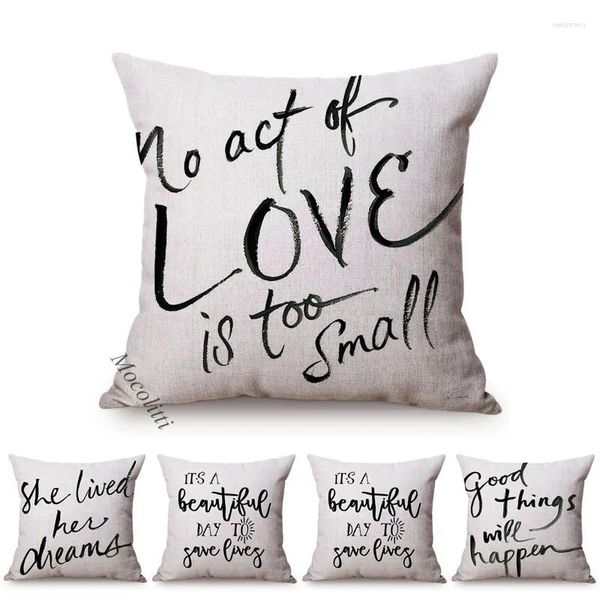 Lettera di cuscino Nordic Simple Life Greeting Design Throw Dreams Dreams Love Inspiration Regali per gli amici Cover del divano decorativo