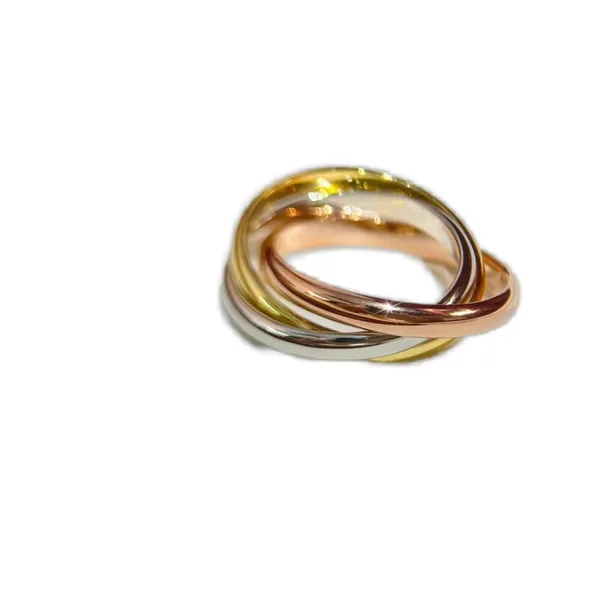 Feminino Trinity Designer Ring de luxo de lenta simples letra elegante anéis suaves para mulheres joias top luxury três cores e três anéis clássico zh213 h4