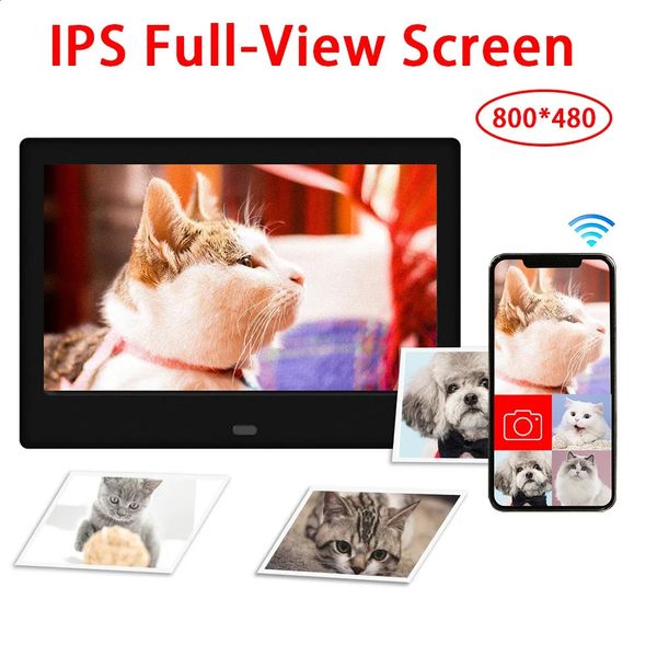 7 polegadas LED Digital Imagem PO Frame IPS Fullview Screen Álbum 800 x 480 MUSIC VIDEO 240401