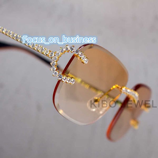 Heißverkaufs Diamantgläser Metall Rahmen Handeinstellungen Hip Hop -Brille für Männer Moissanit Brille