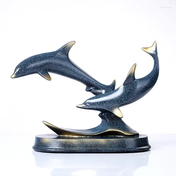 Dekorative Figuren Paar Delphin Miniaturharzliebhaber Figur Figur Marine Home Decor Craft Ornament Hochzeit Geschenk Valentinstag Souvenir