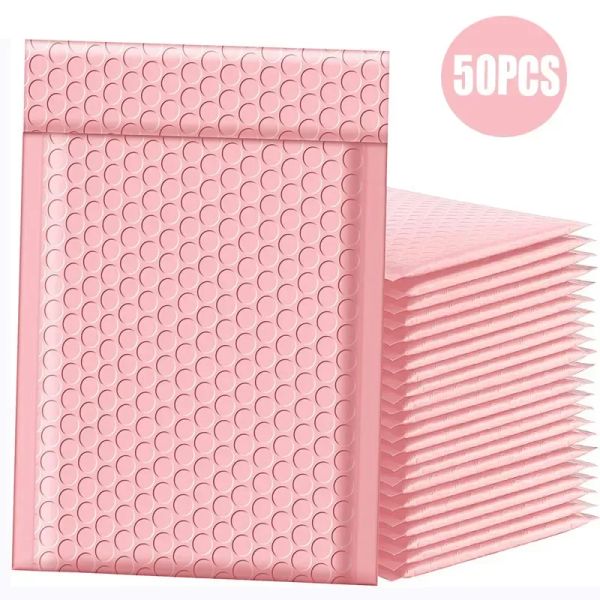 Mailers 50pcs Sumpies de pequenas empresas Correios de embalagem de bolhas rosa para embalar Pacote de produtos Envelope de Envelope de Envelope de Pacote