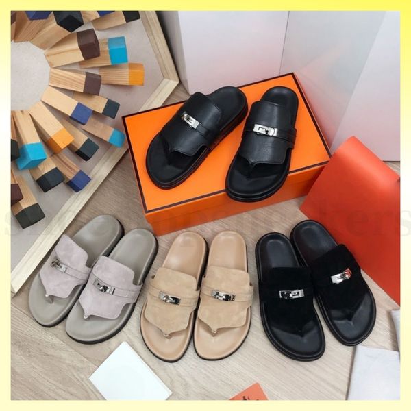 Donne Summer Beach Slifors Catena piatta una parola sandalo Lady Silpper Slide di lusso SCHE SCHI FAIP FLOPS Dimensione 34-44 SANDALE MULE FATTO