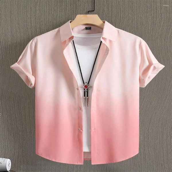 Camicie casual maschile 2024 camicia a maniche corte hawaiane a maniche corte a maniche corte 3d stampato 3D spiaggia a petto singolo