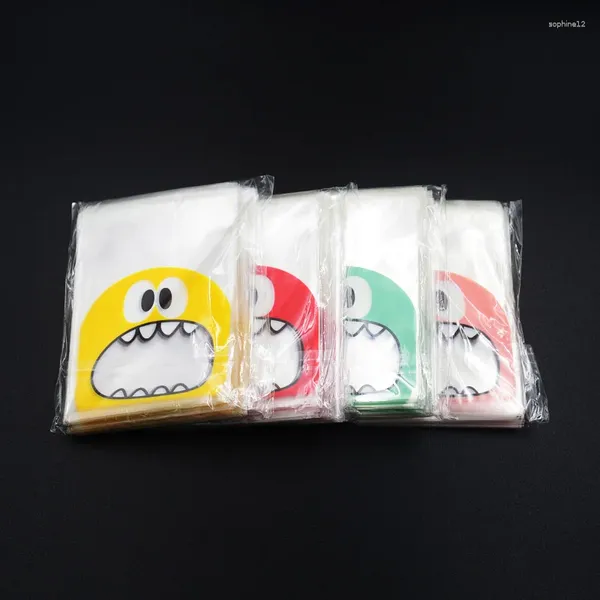 Wrap regalo 100pcs Cute Big Teech Mouth Monster Plastic Plastic Bag Wedding Cookie Bancy Borse Packaging Borse Opp Authesive Party
