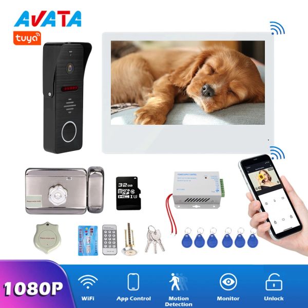 Türklingeln 10 Zoll Tuya 1080p Intercom Wireless Video Tür Telefon WiFi Video Türklingel -Gegenstand mit Türklingelkamera mit Schlosssatz