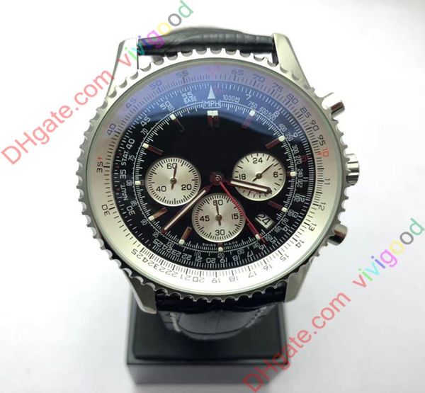 VK Quartz Orologio Nero Case scanalata Nera Cintura in pelle Nera calabrone 1884 Navitimer Owatch Origina Originale Shopping 8950652