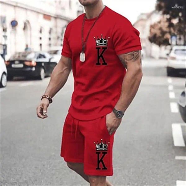 Herren Tracksuits Sommeranzug lässige Mode gedruckte T-Shirt Beach Shorts O-Neck 2 Stücke Heuchen Kleidung Typ Style