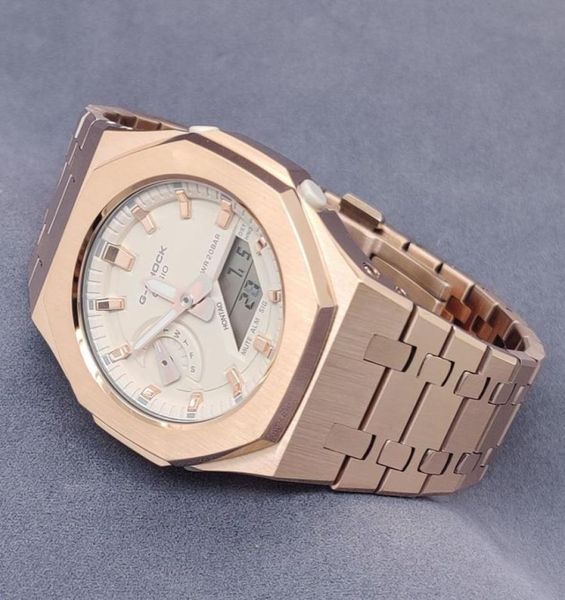 GMAS2100 HONTAO CASIOAK MINI All Metal Mod Kit Watch Hülse mit Schrauben Uhrenband DIY Edelstahl für kleinste GMAS2100 28341145