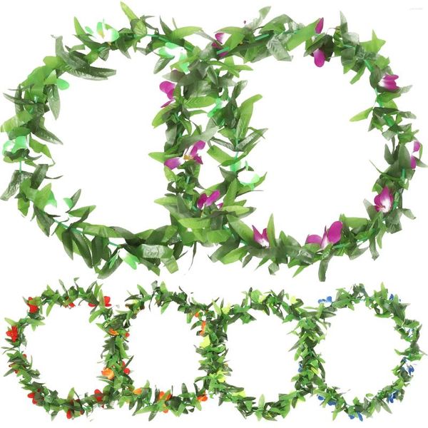 Flores decorativas 6 PCs Hawaiian Lei Decorações de Partimentos Suprimentos de Placa Poliéster Grola de verão Garland