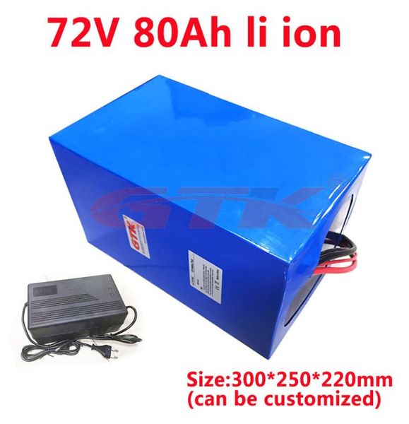 GTK Litthium Battery 72V 80AH LI ION 14400W Пиковой разряд с BMS Scooter Kit Golf Cart 72V 10A Charger6440531