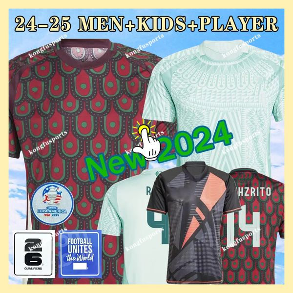 24 25 Jerseys de futebol do México Chicharito 2024 Camisa de futebol da equipe nacional Men Kit Kit Home Away Camisetas Copa America Maillot Mexique 1985 Retro Gimenez Lozano 4xl