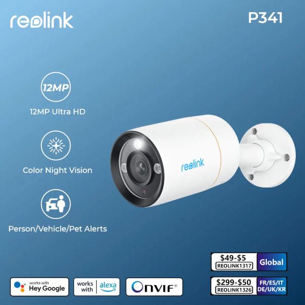 Câmeras Reolink 12MP Ultra HD Poe IP Câmera IP Smart Alert Alerta