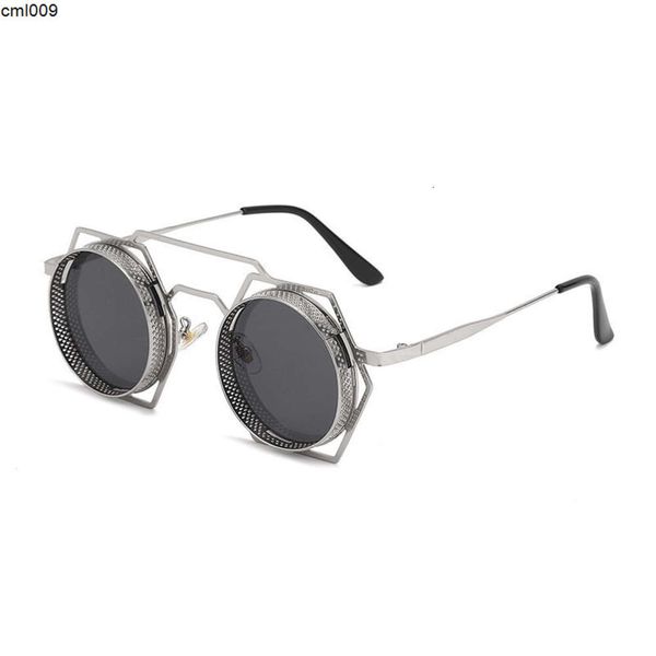 Neues Steampunk Round Frame Metal Sonnenbrille Modetrend sechseckiger Straße