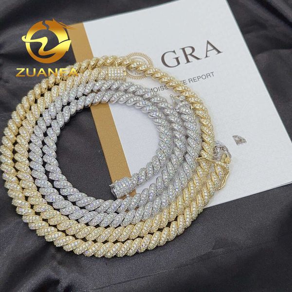 GRA Certificate Factory Price Custom 8mm ECED Out Moissanit 925 Sterling Silber Halskette handgefertigtes Twist -Seilkette für Menlocket -Halsketten