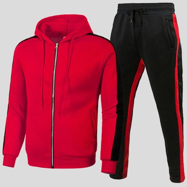 Men's Tracksuits Men Winter Tracksuit Set Sports Suit Sports Autumn Leisure Patchwork