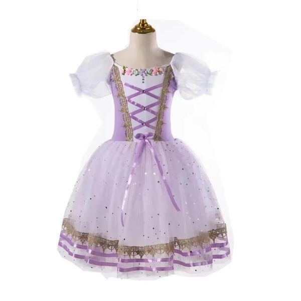 Vestido de balé para crianças Giselle Competição Profissional Dance Lilac Puffy Skirt vestido longo traje de balé adulto 240325