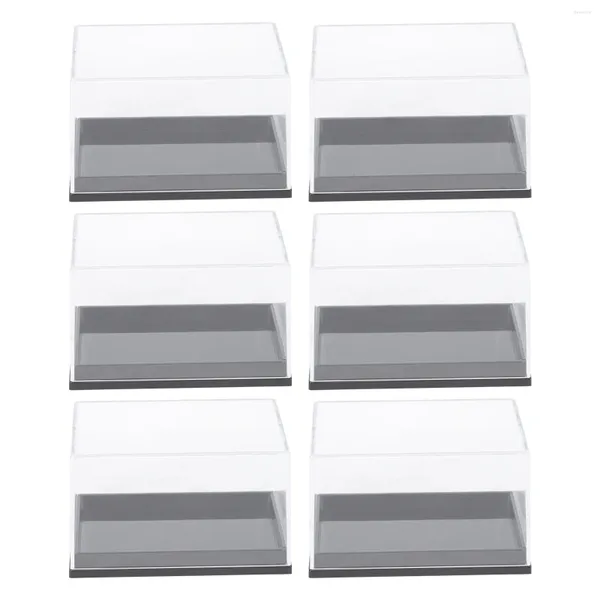 Estatuetas decorativas 6pcs caixas de armazenamento transparentes caixas de exibição de amostra mineral plástico