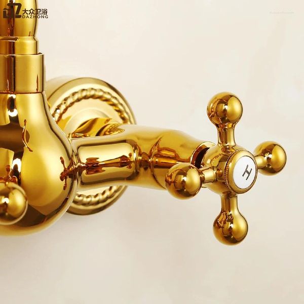 Waschbecken Wasserhähne Gold All-Copper Badewanne Wasserhahn europäischer Stil einfach kalt und