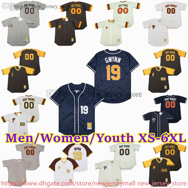 Custom XS-6XL Movie Throwback Baseball Jersey 21 Kencaminiti 19 Tonygwynn Rolliefingers Stevegarvey Stevefinley Ryanklesko Graignettles Richgossage Jerseys