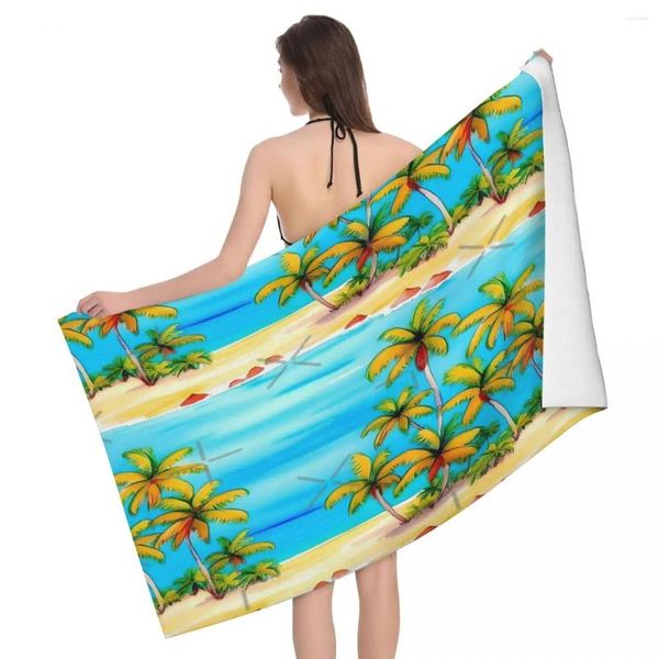Handtuch Serene Tropical Beach Aquarell Muster 80x130 cm Badewater-Absorption für Geburtstagsgeschenk im Freien geeignet
