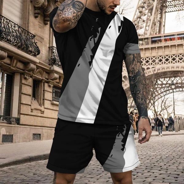 Herren-Tracksuits Mode T-Shirt 3D-Druckset Trendy Art Casual Minimalist Style 2024