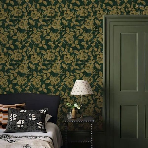 Tapeten Gold Rose Wallpaper Pfingstrose selbstklebend wasserdichte abnehmbare Kontaktpapier Möbelaufkleber für VaLity Home Decor