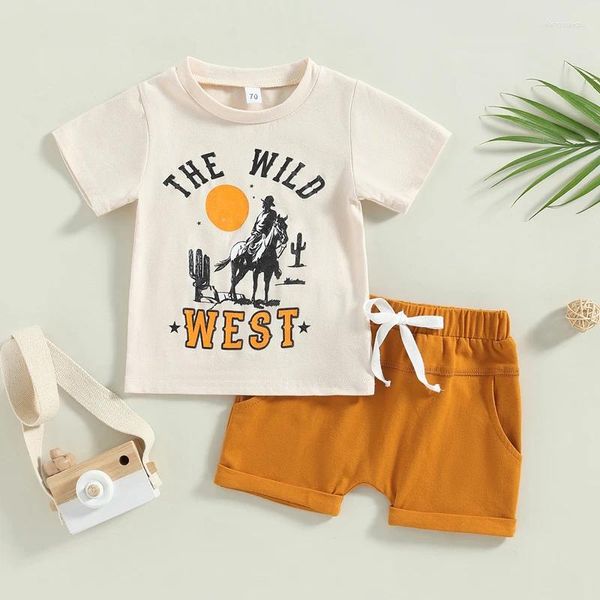 Kleidung Sets Säuglings-Jungen lässige Outfits Sommer Kinder 2-3 Jahre Kurzarm Grafik T-Shirt Hosen zweiteilige Set