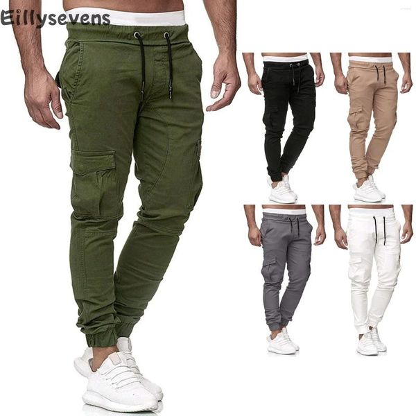 Calça masculina cargo mass múltiplas calças de corrida esportes de bolso