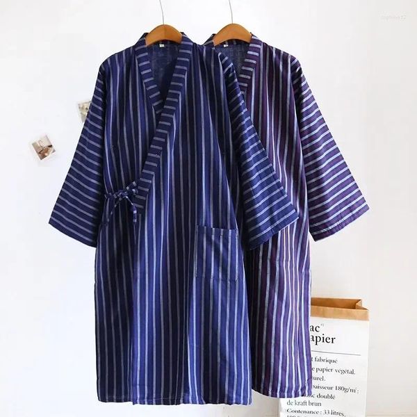 Heimkleidung Full Robe Frauen Paare Komfort Komfort Spring Haushalt japanischer Gaze Liebhaber Nachthemd Fall Fall Homewear Männer Ärmel Baumwolle