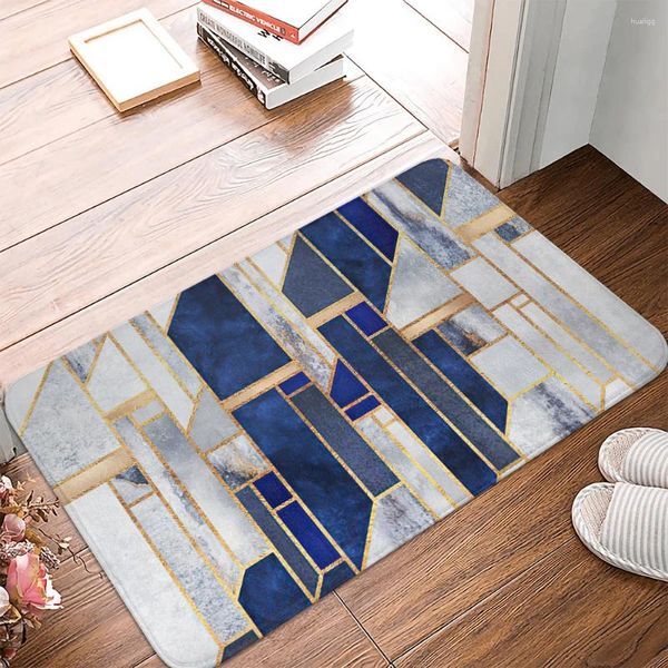 Tappeti grigi blu geometrica tappetino per porta d'ingresso cucina da cucina 40 cmx60 cm tappeti per moquet tappeti tappeti interni tappeti anti-slip