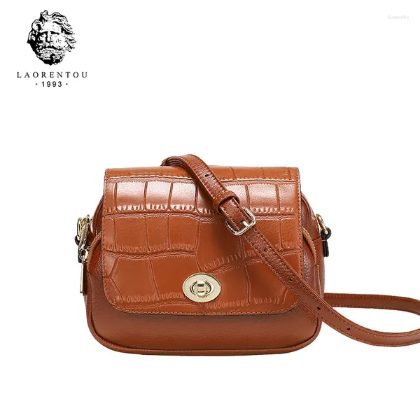 Bag Laorentou Lady Leder Crossbody Schulter Messenger -Taschen Frauen Handtaschen Flat Klappen Sie lässig 2024 Modedesigner elegant