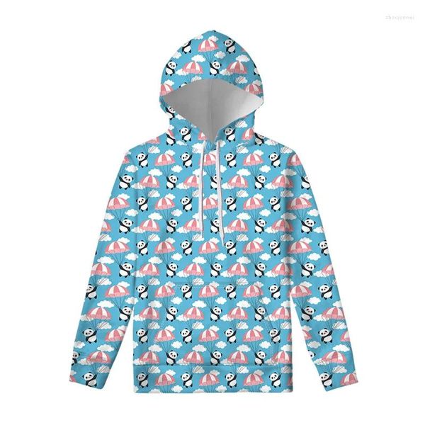 Erkek Hoodies Çin Panda Bambu 3D Baskılı Hoodie Erkekler İçin Çocuklar Karikatür Hayvan Hayvan Hoody Uzun Kollu Üstler Sıradan Pullover Sweetshirt