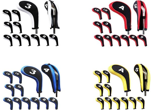 12pcs Number Tags Golf Hybrid Club Heads Protector Wedge Iron Head Deckbedeckungen Kopfcover Iron