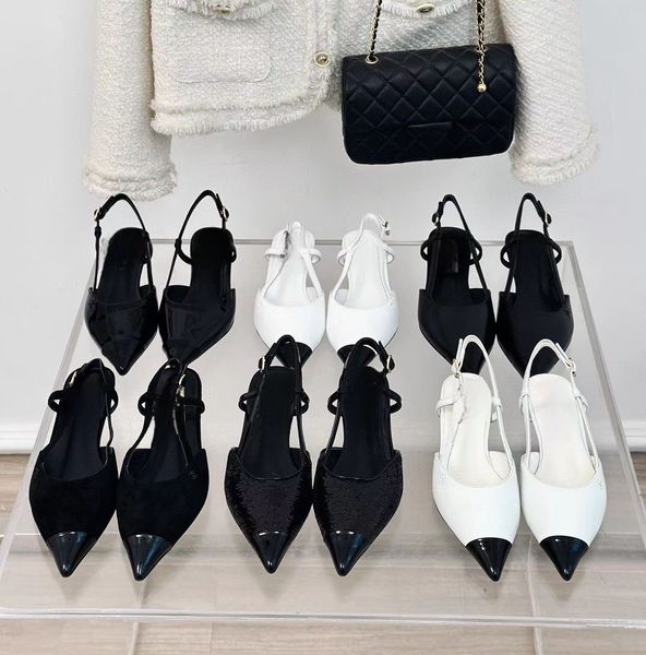 Новые летние кожаные сандалии для женщин для женщин, 3,5 см высокого офиса с обувной коробкой