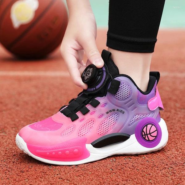 Scarpe da basket marchio per bambini 2024 estivi per le ragazze girevoli bottoni sport boys counching