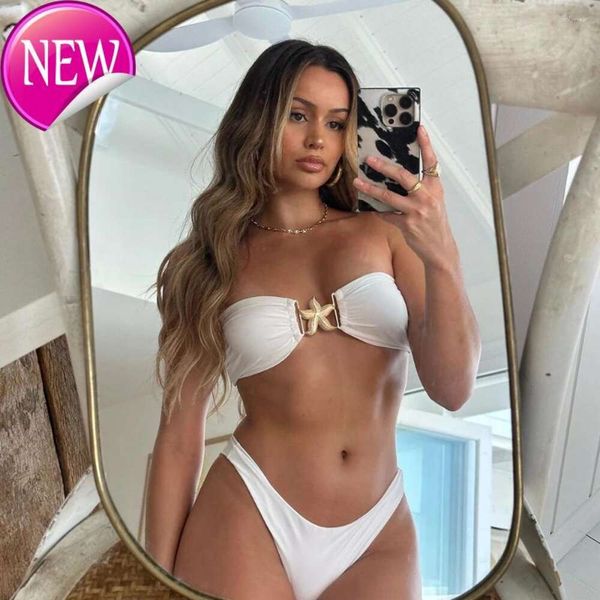 Designer Sexy Bikini Set 2024 New Fashion Womens Sexy White Micro Women Swimsuit Female per Thong S Set Brasilian Beach Wear Bibicini Biquini