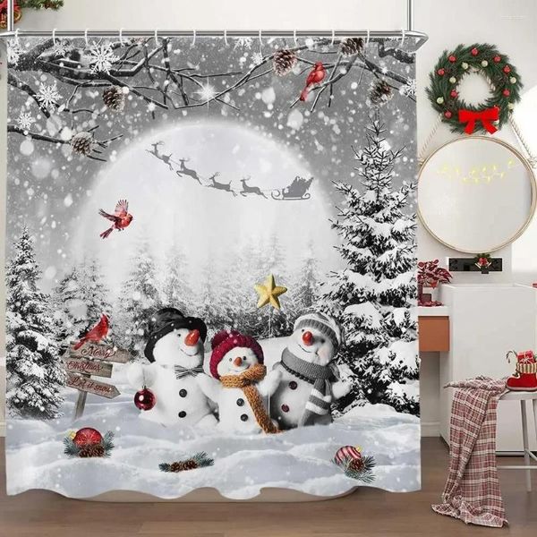 Tende da doccia grigio inverno Natale carino natalizio di natale neve filake grigio Babbo Natale Babbo Natale decorazioni per il bagno per la casa con ganci