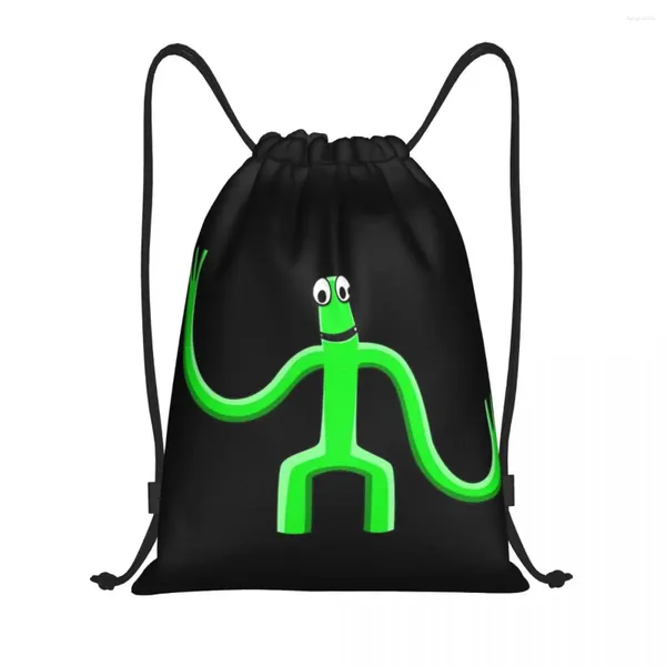 Einkaufstaschen benutzerdefinierte grüne Regenbogen Freund Video Game Draw String Rucksack Frauen Männer Leichte Fitnessstudio Sports Sackpack Säcke für Yoga