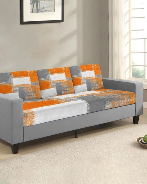 Coperchi di sedie dipinti ad olio astratto geometrico arancione sede grigio cuscino di divano protezione elastica rimovibile slipcovers rimovibili