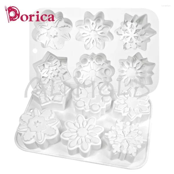 Moldes de cozimento 6 orifícios Snowflake Silicone Mold Christmas Single 3d Cake Mold Mold Soop Candle Model Moussed Decorating Tools Bakeware