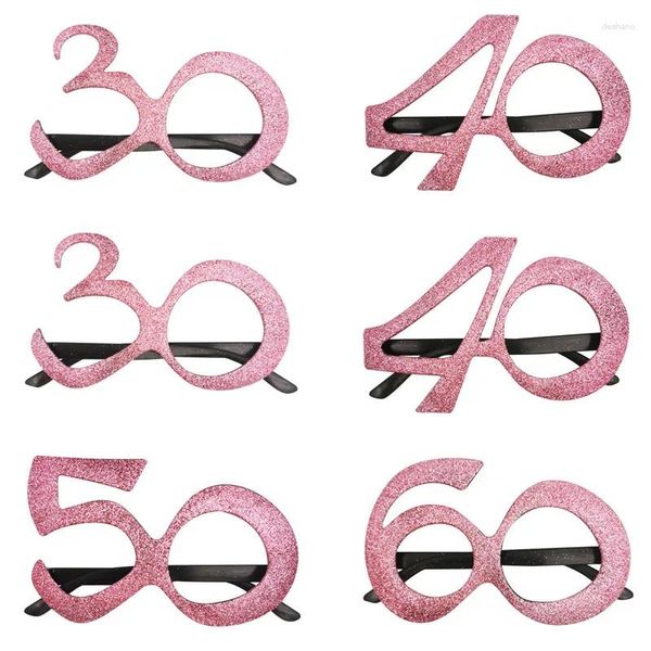 Decorazione per feste 1 pezzi di oro rosa 30 40 50 tela da occhiali da compleanno 60 anni per uomini donne adulti 40 ° PO di oggetti di scena di oggetti di anniversario