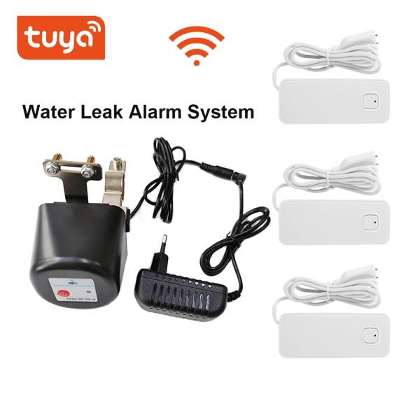 Rilevatore del sistema di allarme di perdita di acqua Tuya Wifi Controller manipolatore della valvola intelligente chiusura con sensore d'acqua per acqua o gasodotto