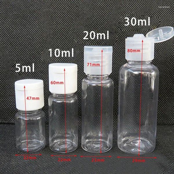 Speicherflaschen 10pcs 5ml 10 ml 20 ml 30 ml Kunststoff PET PELSIGEN CLEISPLIP -LID -LOTION KOSMETISCHE STRAMSBESCHREIBEN