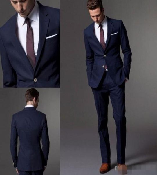 Abito da uomo blu scuro fatto su misura su misura su misura su misura per matrimoni blu navy per uomini smoking slim groom per Men6753727