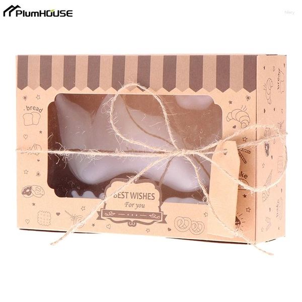 Geschenkverpackung 12pcs Cookie Bäckereiboxen mit Fenster Dessert Box Rollen Seilgebäck für Schokoladenkekse Strohbe