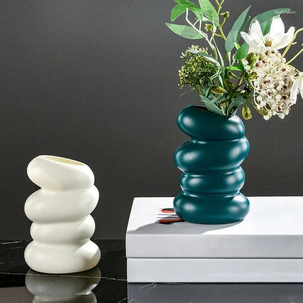 Vasen Kunststoff Spiralvase kreative Blumenarrangement Behälter Imitation Glasur Porzellan Blumenpot Raumhalter